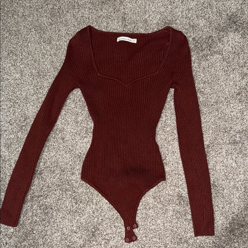 Abercrombie Burgundy Long Sleeve Bodysuit